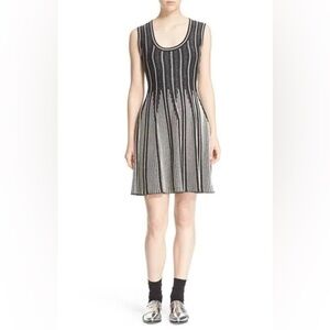 M Missoni Women's US 4 Striped Sleeveless Fit &‎ Flare Dress Short Black White